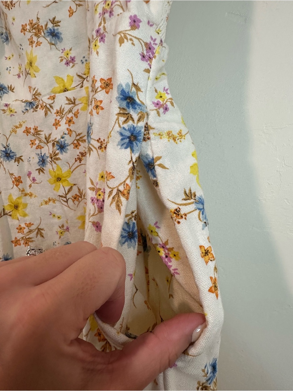 Old Navy Linen Blend Floral Mini Dress Cottagecore Smocked Back Large - Picture 6 of 10